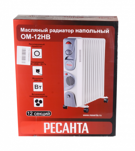 Масляный радиатор РЕСАНТА ОМ-12НВ с вентилятором