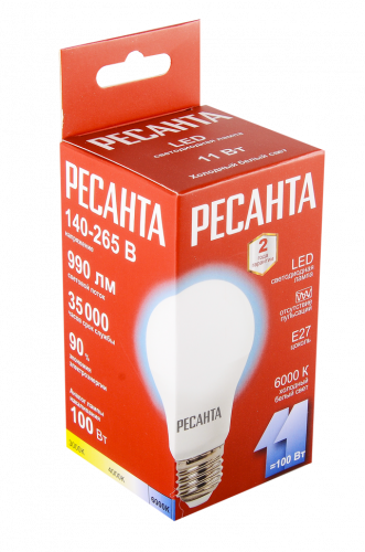 Лампа светодиодная Ресанта LL-R-A60-11W-230-6K-E27